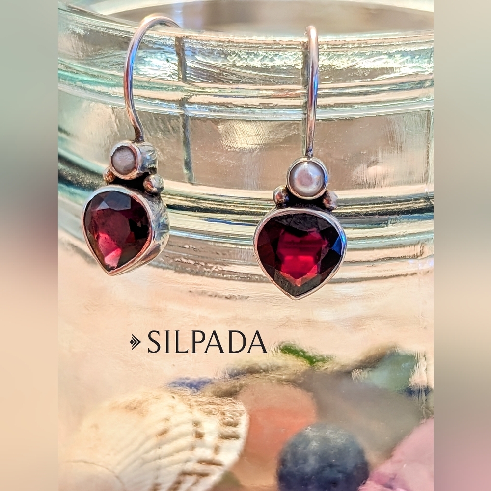 Silpada Get Glowing Sterling Silver with a Garnet and Pearl Earrings